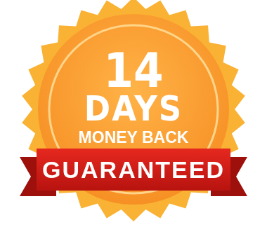 14 days money back guarantee badge (refund policy stated by the vendor)