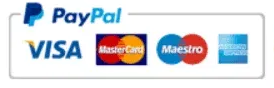Payment logos: PayPal, Visa, Mastercard, Maestro and American Express
