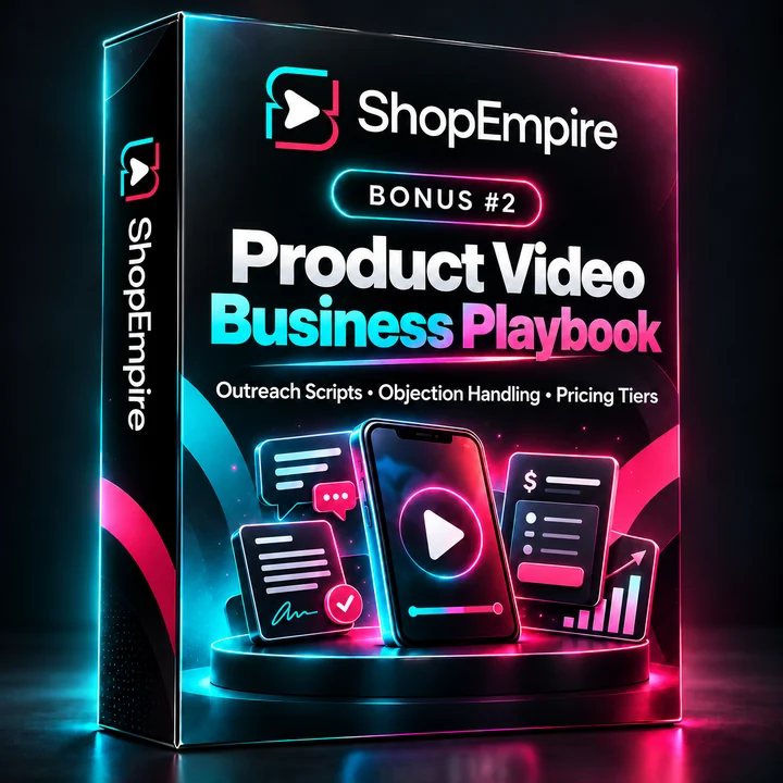 Cover of Bonus 2: The Product Video Business Playbook, outreach scripts, objection handling and pricing tiers