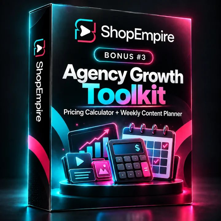 Cover of Bonus 3: Agency Growth Toolkit, pricing calculator and weekly content planner