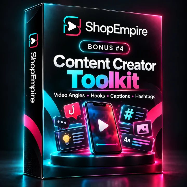 Cover of Bonus 4: Content Creator Toolkit, video angles, hooks, captions and hashtags